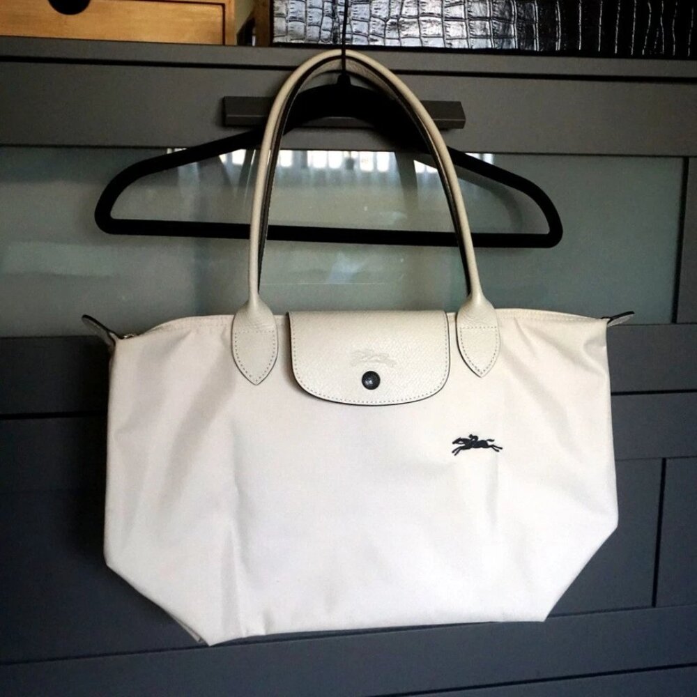 Longchamp Le Pliage Club Chalk White Tote Bag Medium